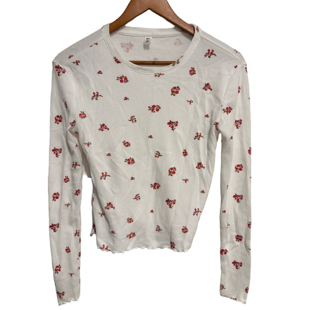 Nordstrom Brass Plum floral print Thermal Top M - Picture 2 of 4